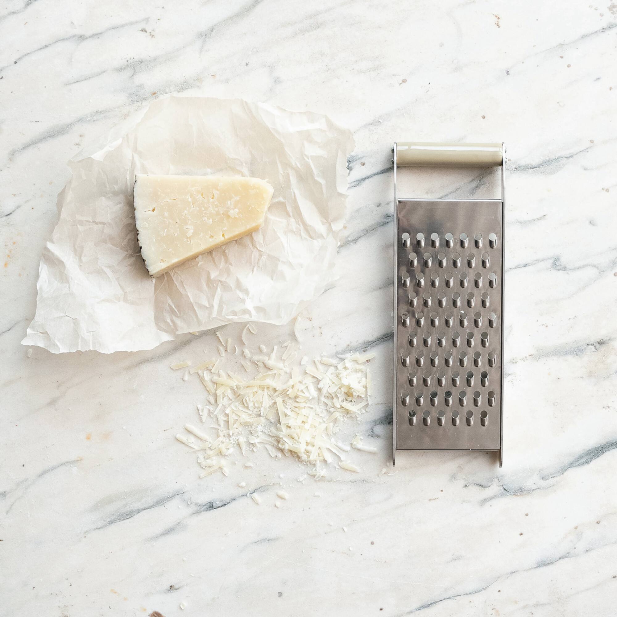 Hello Honey® 9.75" Stainless Steel Grater with Taupe Enameled Mango Wood Handle